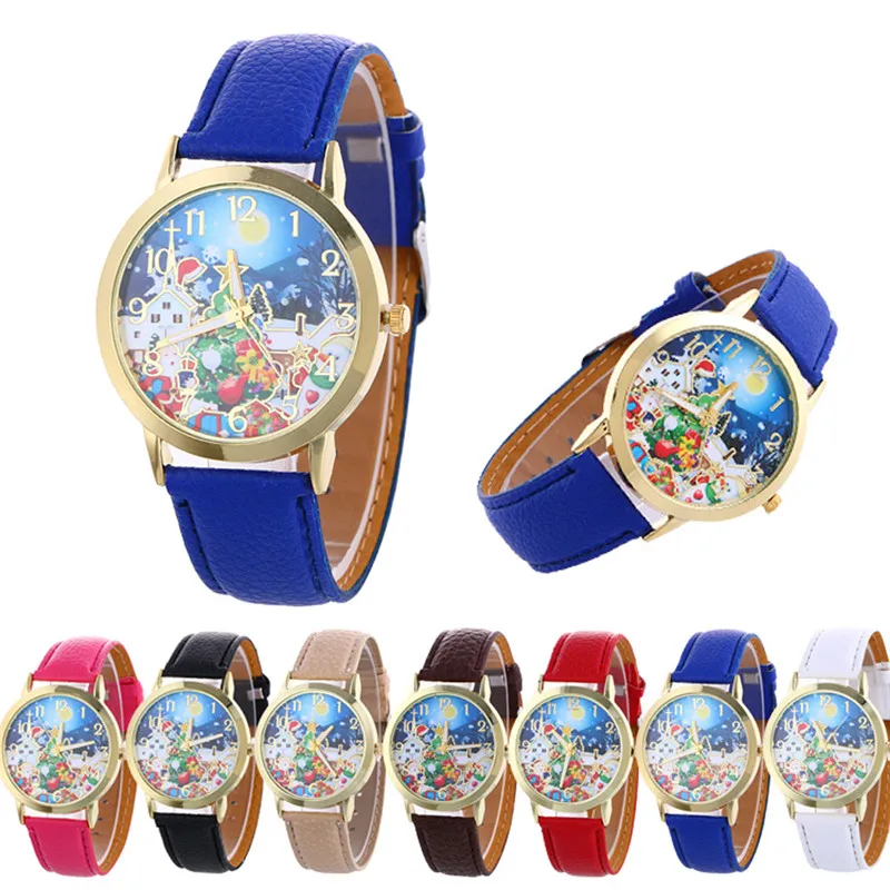 

2017 Vente Women Girls Fashion simple Pattern Analog Quartz Vogue Watches creative design Christmas view New Year gift Watches