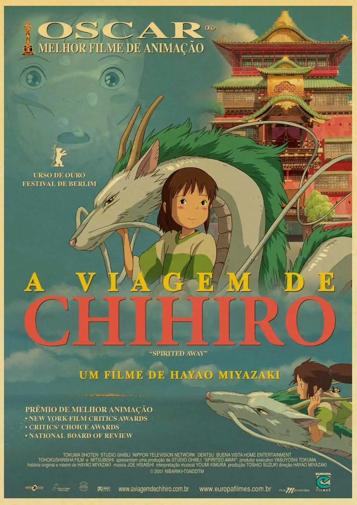 Ghibli Хаяо Миядзаки анимация Унесенные призраками ретро постер ВИНТАЖНЫЙ ПЛАКАТ Настенный декор для домашнего бара кафе для детской комнаты