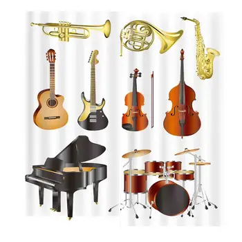 

Musical instrument curtains for bedroom living room 3D Window Curtain Dinosaur print Luxury Blackout
