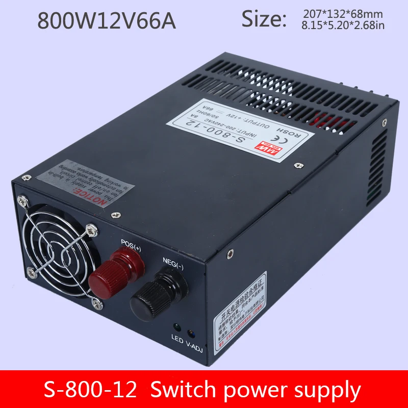 Импульсный источник питания, S-800W, Промышленный контроль, 12 В, СВЕТОДИОДНЫЙ монитор, камера переменного тока в постоянный ток, высокомощный Промышленный источник питания