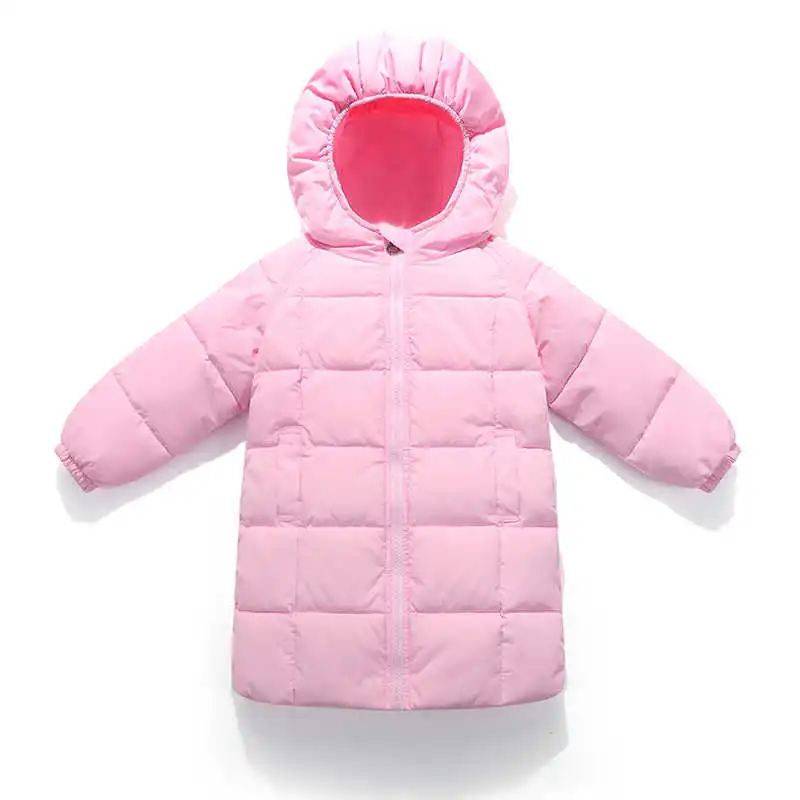Новые Детские's Костюмы для маленьких мальчиков и девочек зимняя куртка в длинная куртка с секциями куртка-пуховик, одежда для детей, Детский пуховик Зимнее пальто для девочки - Цвет: Pink