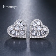 Emmaya, классические австрийские романтические серьги в форме сердца, кубический циркон, кристалл, уникальный дизайн, элегантные серьги-гвоздики для женщин, свадебный подарок