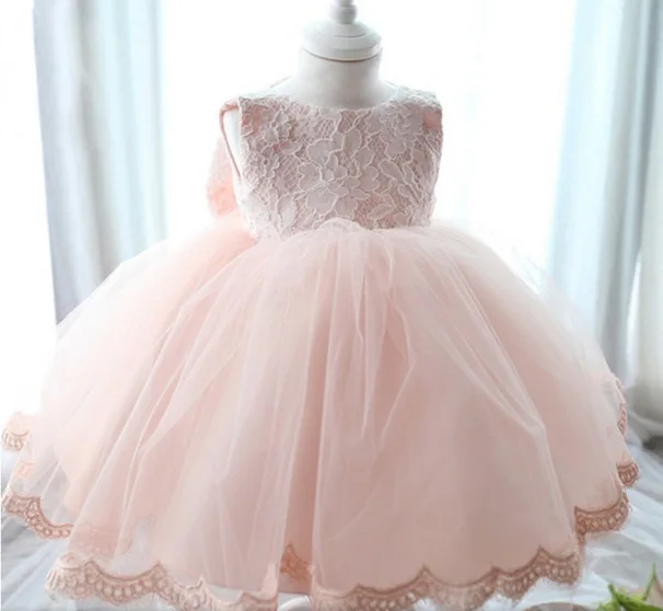 Baby Girl Dress Princess Lace Flower 1 year birthday dress For Party Wedding Baptism Baby Newborn Christening Gowns