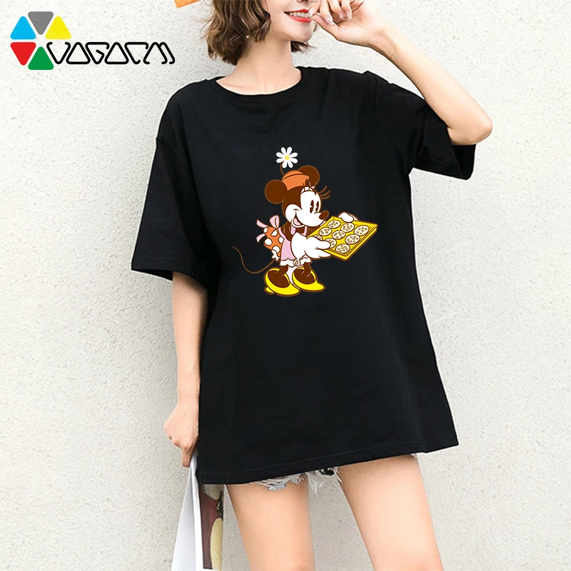 

Harajuku Women Summer Mickey Mouse Cartoon Print Tee Casual Loose Cute Short Sleeve Party T-shirts M-2XL