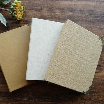 

Kraft Paper Linen Fabric Cover Traditional Photo Album Blank With Pocket For Baby Family 6 inch Loose-leaf Albums