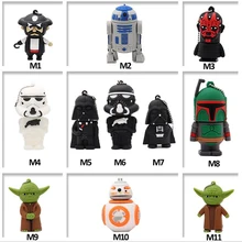 Флеш-накопитель с героями мультфильмов «Звездные войны», 4 ГБ, 8 ГБ, 16 ГБ, 32 ГБ, 64 ГБ, карта памяти «гибель Вейдер»/«BB-8», креативный подарок, usb флеш-накопитель