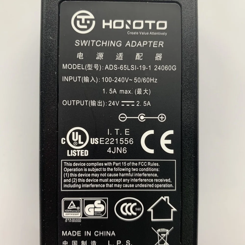 HOIOTO адаптер питания 24V 2.5A ADS-65LSI-19-1 24060G для VTNS1060A VTNC3000A DS-KAD606-N