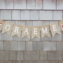 Пользовательское имя олень рога медведь лиса лесной ребенок душ день рождения мешковины баннеры детская комната тканевые гирлянды