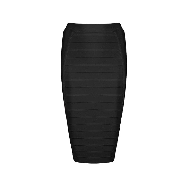 Beateen, новинка, Женская бандажная юбка, эластичная полоска, официальный, облегающий, карандаш, длина по колено, женская, модная, сексуальная юбка - Цвет: black