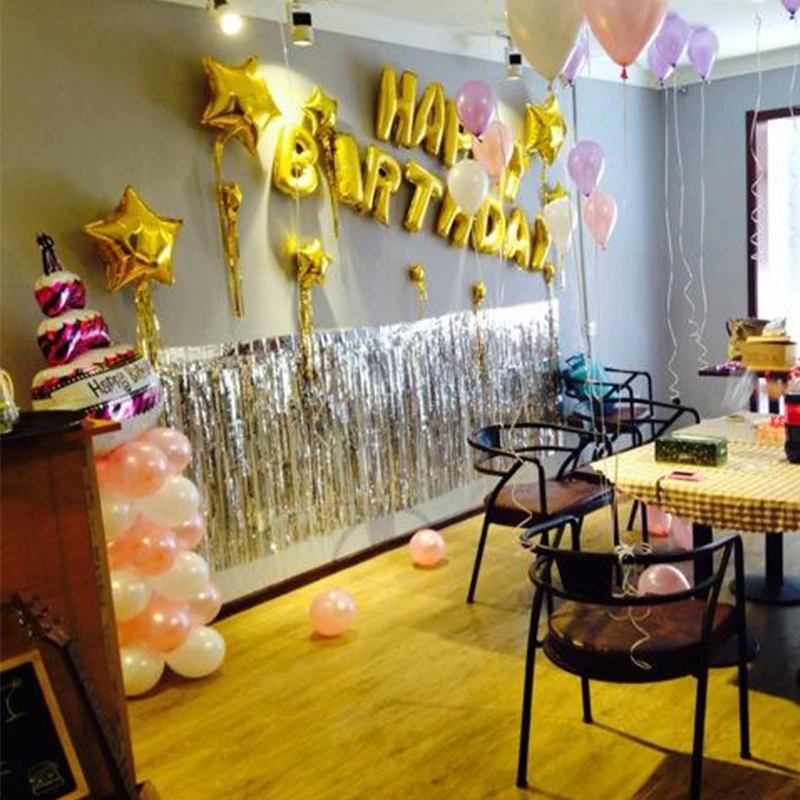 

Staraise Gold Foil Table Skirt Metallic Tinsel Fringe Curtain Silver Tassel Garland Rustic Wedding Supplies Birthday Party Decor