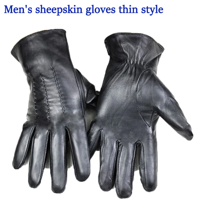 

Leather gloves men's sheepskin gloves thin wool lining autumn warm new business casual men's driving gloves free shipping