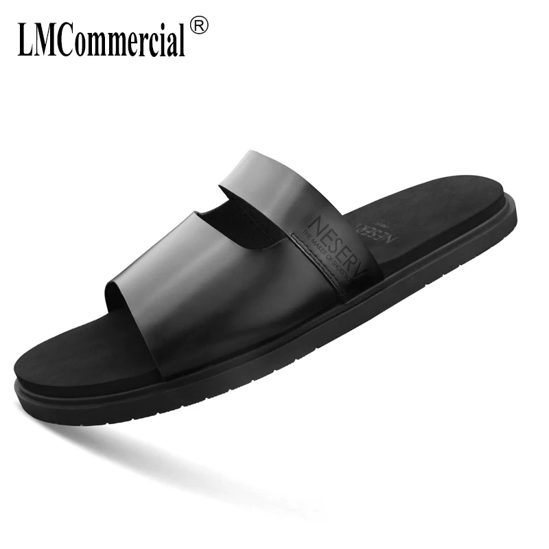 

men's new Genuine Leather British reto fashion sandals Sneakers Men Slippers Flip Flops casual Shoes beach outdoor anti-skid