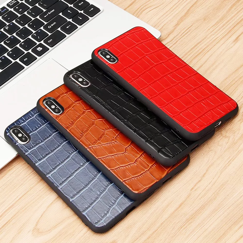 

For iPhone 7 7Plus X Genuine Leather Crocodile Pattern Back Cover For iPhone Xs Max X Xr 8 Plus Luxury Snake Skin Phone Case Bag