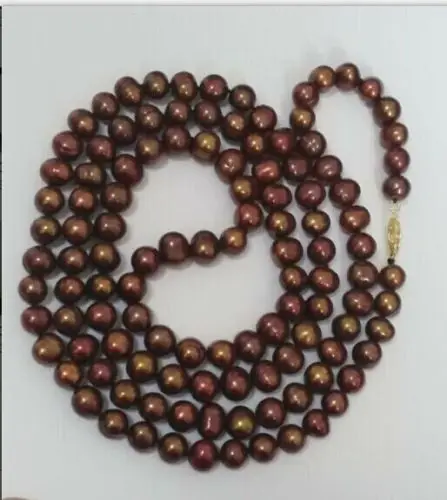

FREE SHIPPING HOT sell new Style >>>stunning 8-9mm south sea chocolate baroque pearl necklace 33inch14k