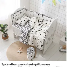 Скидка мультфильм 6-9 шт мультфильм кроватки младенец экологически чистый печать набор постельных принадлежностей для детской кроватки