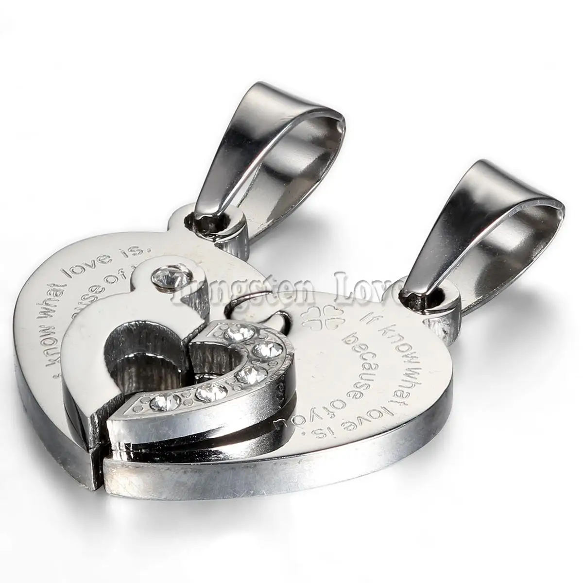 2 шт. подвеска в виде сердца из нержавеющей стали|love necklace|necklace for loversstainless steel pendant |
