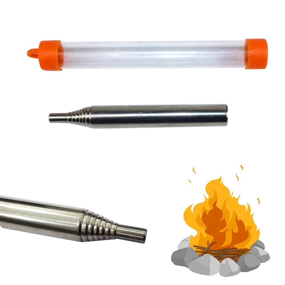 

1PC Stainless Steel Pocket Bellows Collapsible Air Blasting Campfire Fire Tool For Camping Stove Picnic Cooking Charcoal BBQ