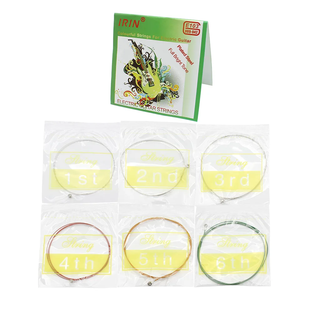 

IRIN 6pcs High Quality Electric Guitar Strings String Set Colorful Steel Copper Alloy Wound 1st-6th (.009-.042)