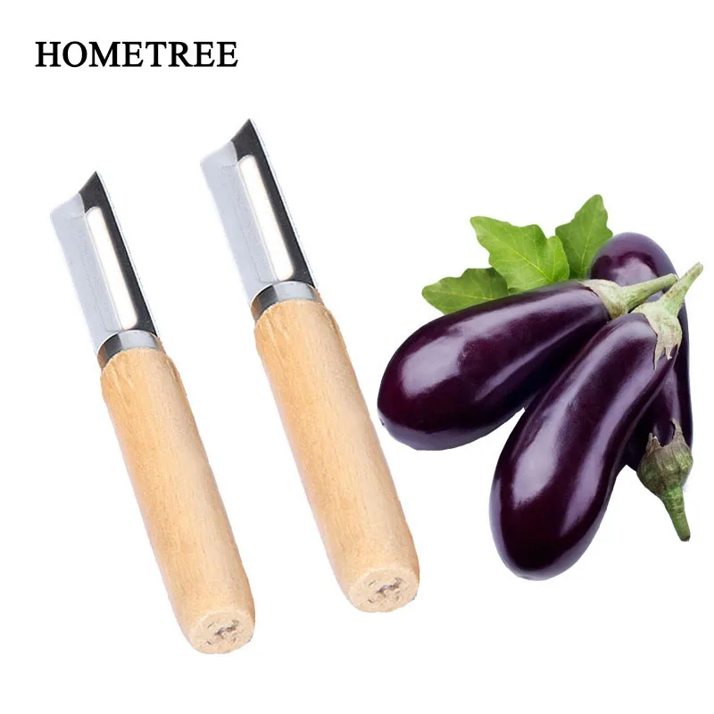 Овощечистка HOMETREE из нержавеющей стали с деревянной ручкой 1 шт.|Овощечистки и