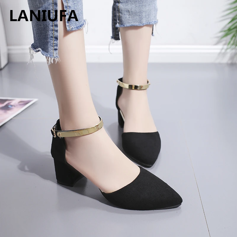 

Summer Sexy women high heels shoes women Casual Platform Pointed Toe Ankle Strap Square heel pumps dress Party shoes mujer #868