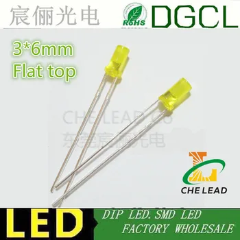 

3*6mm YELLOW High Flat top 3mm led DIODE with fringe dip led 585-595nm Round indicator lamp bulb 2.0-2.2V(CE&Rosh)