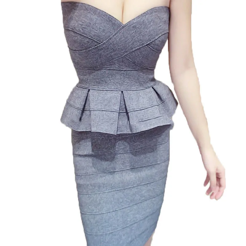 Ciysty Two Piece Set Slash Neck Off Shoulder Sleeveless Sexy Club Backless Bodycon Bandage Women Sets |
