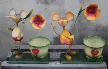 

Iron Flower Pot Planter Mouse Garden Decoration 22*8*18CM
