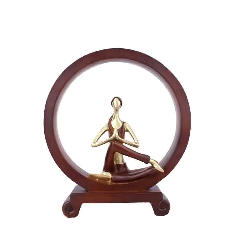 

Home Decoration Accessories Miniature Circle Resin Yoga Lady Modern Resin Painting Crafts Figurines Wedding Decoration Furniture