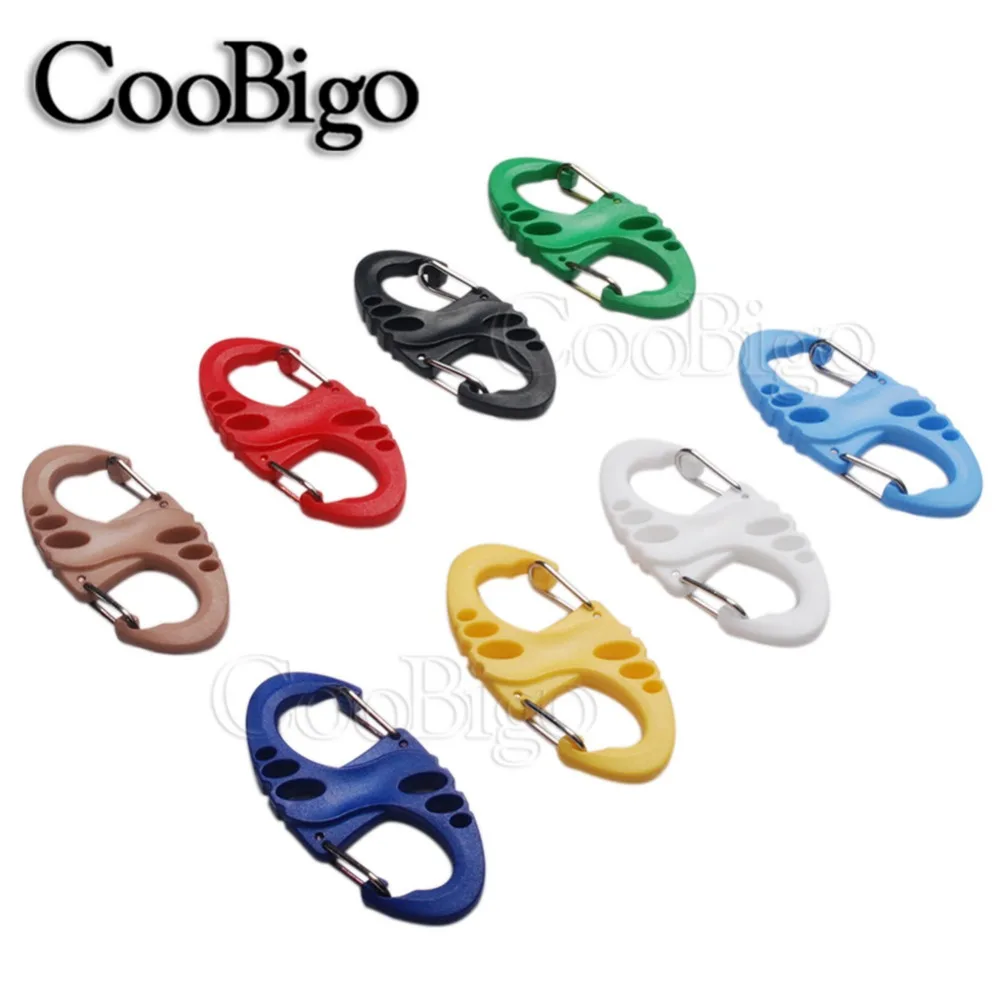 

Mixed Colors Carabiner 8 S Shape Snap Hook Clip Outdoor Camping Molle Backpack Hanger Buckle Quick Release Key Chain Ring