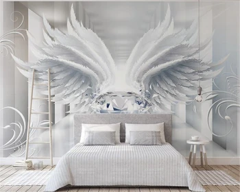 

beibehang High-end fashion space diamonds and wings European style mural wallpaper living room background painting wallpaper 3d