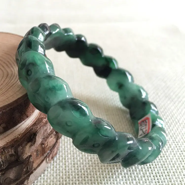 

FREE SHIPPING>>>@@ 59mm Vintage Hand-carved Chinese Coin Green Jadeite Jade Bracelet Bangle 1254 NEW