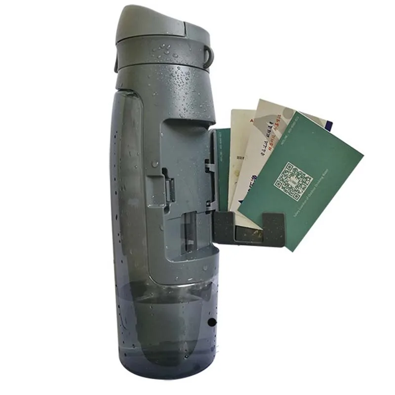 

Outdoor Sports Water Bottles Creative Sport Kettle Plastic Drink Bottle With Storage Wallet Portable Card Holder Function 750ml