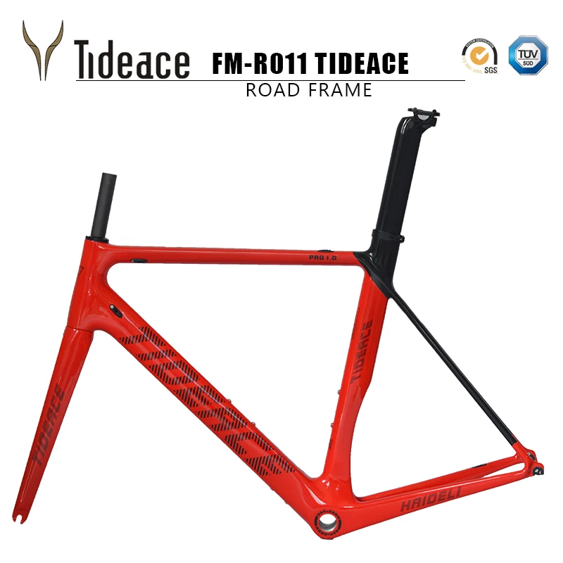 Clearance Tideace carbon fiber bicycle frame road bike frame carbon super carbon light weight racing road frameset accept DIY 5