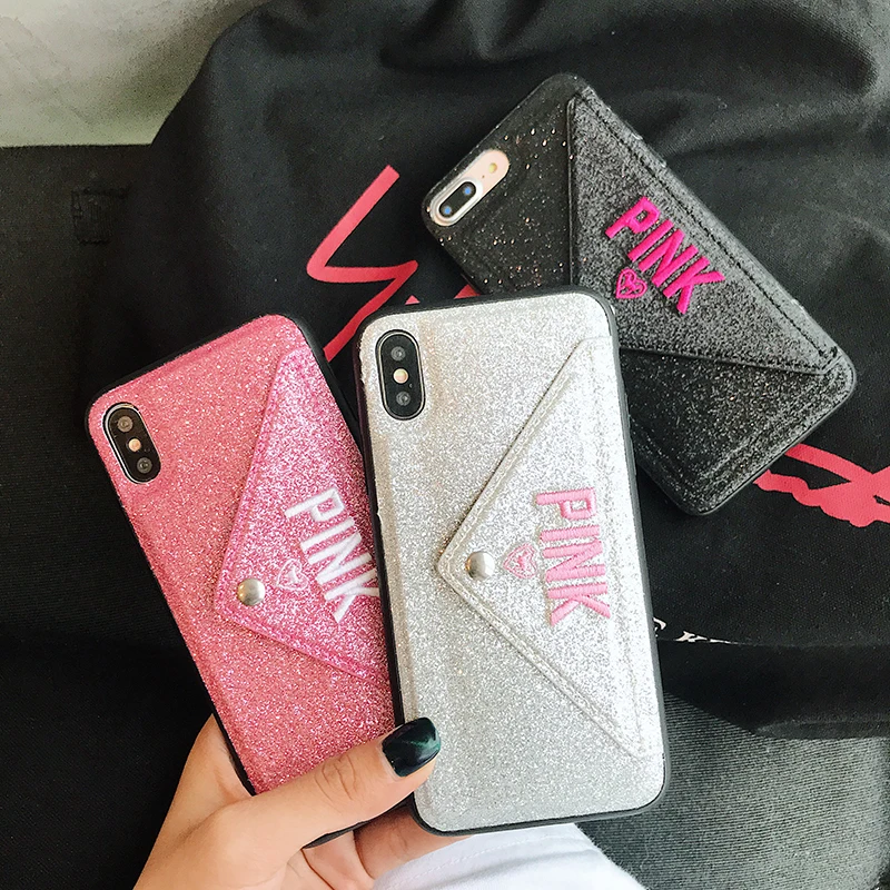Роскошный блеск Чехол для iphone 7 xr чехол XS Max 8 plus 6s кошелек карта розовый бренд