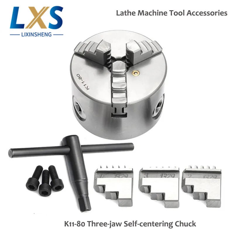 

Machine Tool Accessories 6600rpm Three-jaw 80mm Self-Centering Lathe Chuck K11-80 with Wrench and Screws Hardened Steel