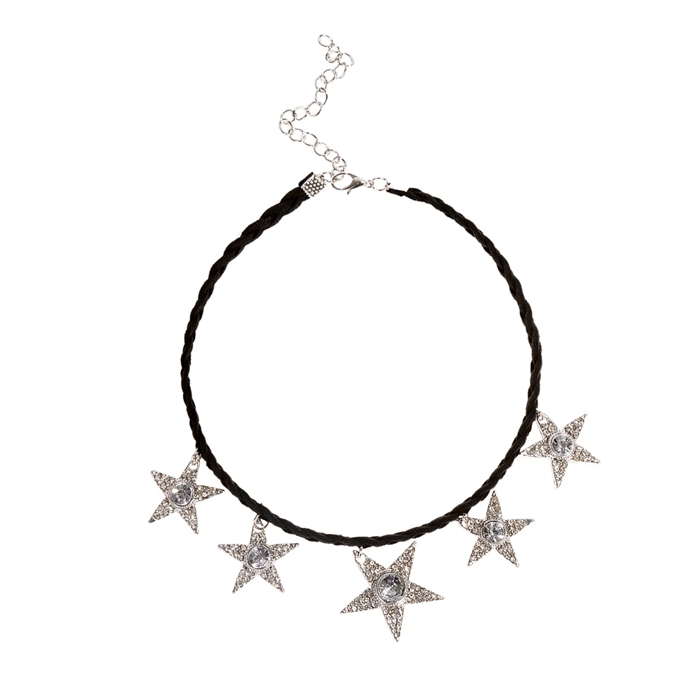 Ожерелье чокер женское из черной кожи с подвеской в виде звезды|fashion jewelry|jewelry