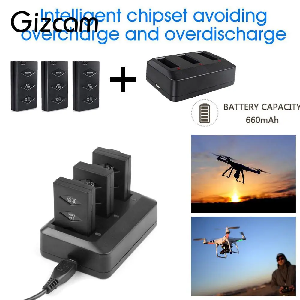 

Efficient Helicopter Battery Drone Battery Lithium Battery 3-Pack 3.7V 660mAh For Parrot Mini Drone Spare Parts Rechargeable