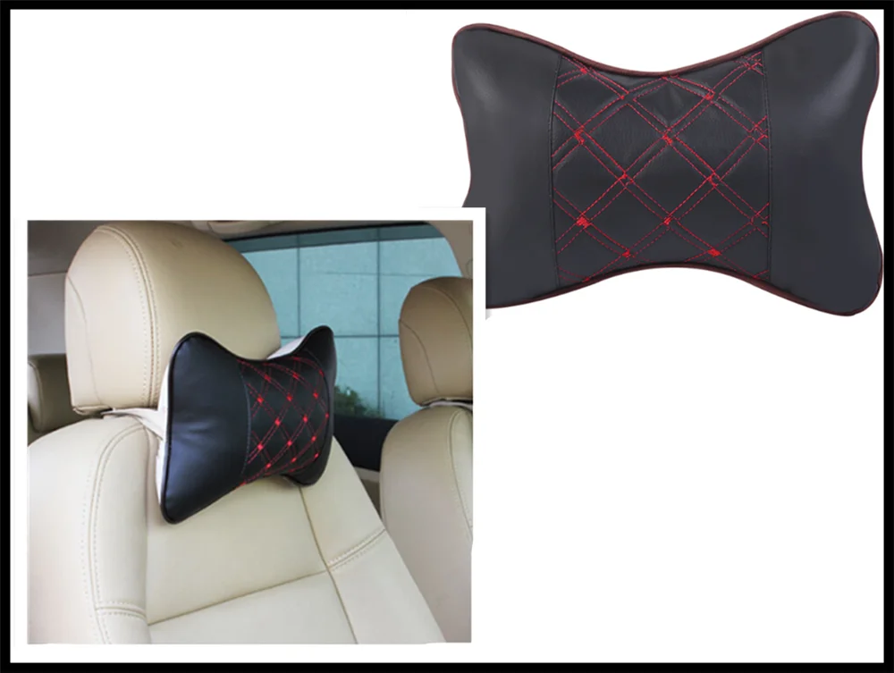 Car shape seat headrest neck leather universal breathable pillow for Hyundai HND-3 Veloster i10 LPI 30blue R cee d ix