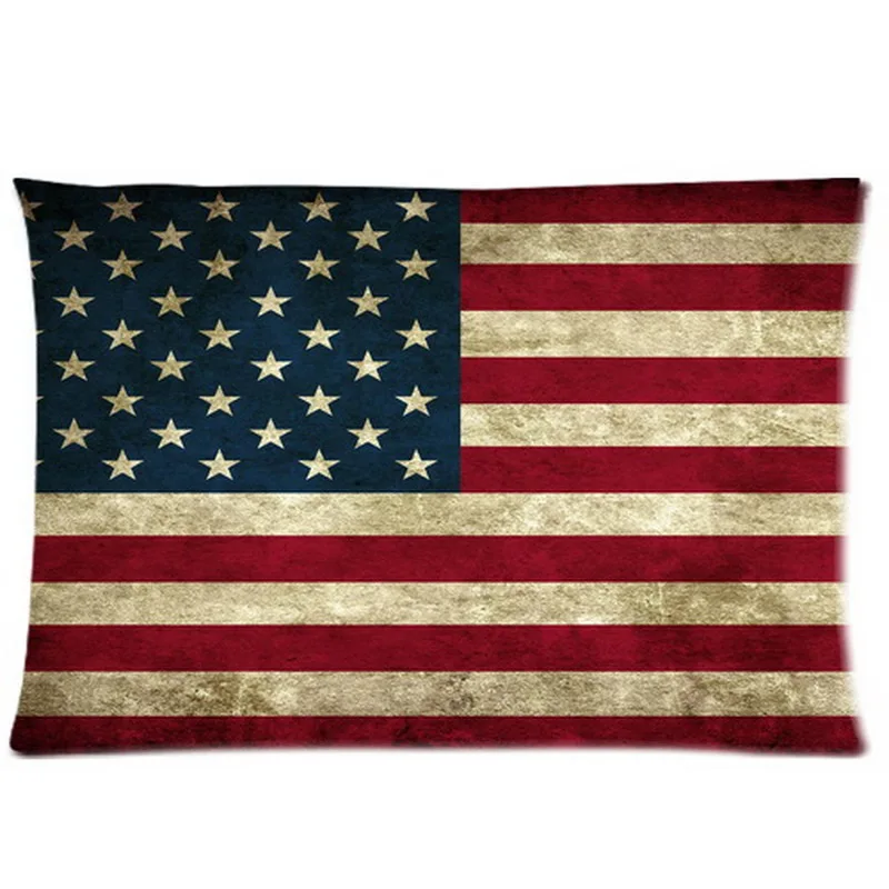 Custom USA Flag Pillowcase Rectangle Printable Pillow Cover Zippered