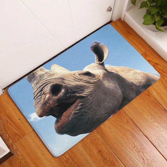 2017 New Rhinoceros Print Carpets Bathroom Mats Anti Slip Rugs 40x60cm