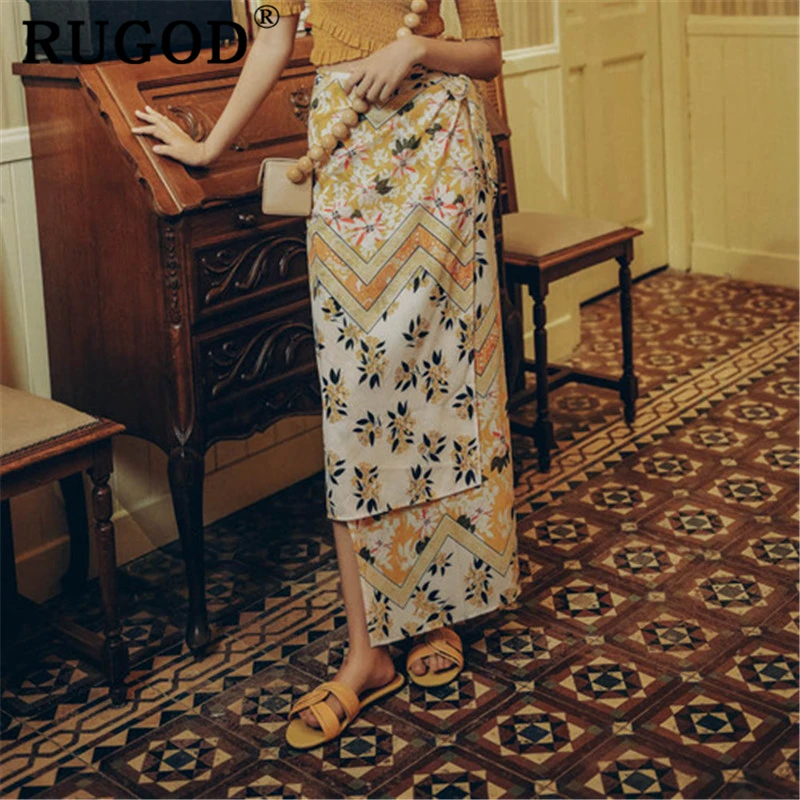 

RUGOD new arrival Boho chiffon women skirt irregular summer skirt party robe femme
