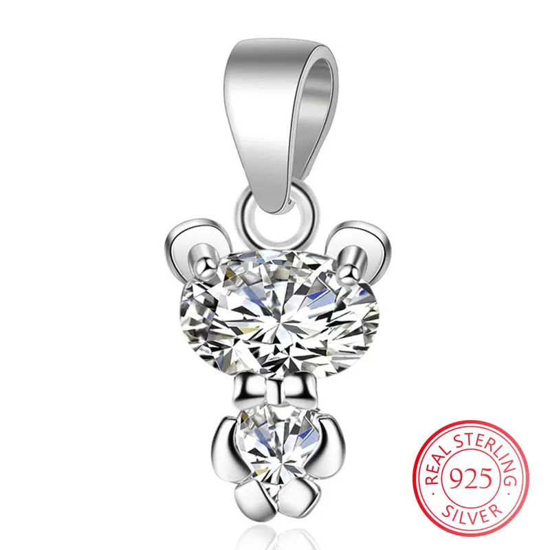 

Fine Jewelry 925 Sterling Silver Cute Bear Pendant for Women Exquisite Zircon Accessories for Necklace Making