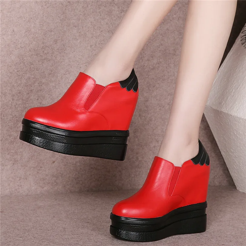 

Punk Riding Boots Women Trainers Shoe Cow Leather Round Toe Creepers Wedges High Heel Platform Party Pumps Shoes Sneaker Oxfords