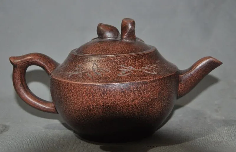 

christmas China yixing zisha Pottery Master Carved Peach Calligraphy txet teapot tea set halloween