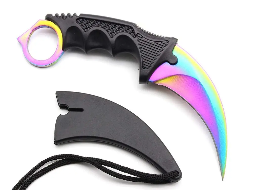 HS инструменты Военный нож Karambit с фиксированным лезвием, тактический нож для выживания с ножом Kydex для охоты на открытом воздухе, кемпинга - Цвет: cai