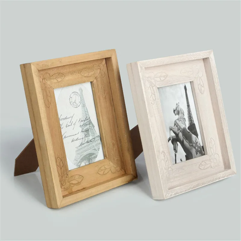 6 inch Vintage Wooden Photo Frame Retro Horse Eiffel Decorative Desk
