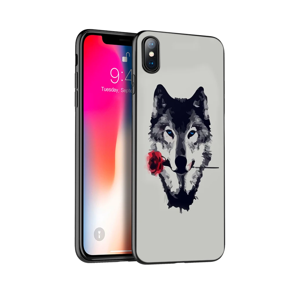 Черный чехол ТПУ для iphone 5 5s se 6 6s 7 8 plus x 10 чехол силиконовый чехол для iphone XR XS MAX чехол темный Ночной Волк - Цвет: 19795