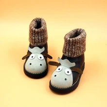 2016 nouveau Dessin Animé Vache bébé neige bottes enfants en bas âge de haute qualité Plus de velours hiver thermique bottes kawaii fleur fille chaussures