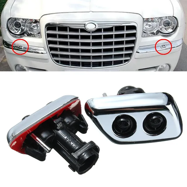 Pair Headlight Washer Nozzle Jet Water Spray Cap Cover For Chrysler Pair Headlight Washer Nozzle Jet Water Spray Cap Cover For Chrysler 300 C 2005 2006 2007