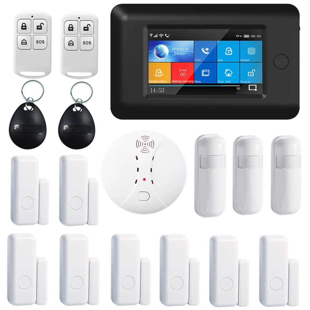 Коричневый PGST 433 МГц все сенсорный цветной экран беспроводной wifi GSM GPRS SOS RFID карта умный дом монитор безопасности охранная сигнализация комплекты - Цвет: Коричневый
